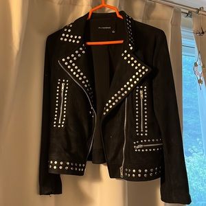 Faux Suede Punk Rock Black Rivets & Studs Jacket